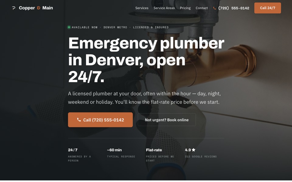 Copper and Main plumbing website