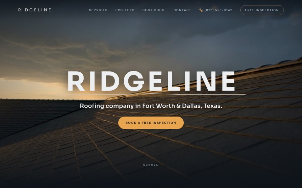 Ridgeline roofing website