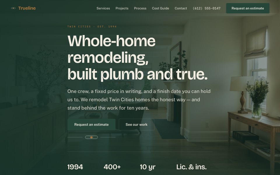 Trueline Builders website
