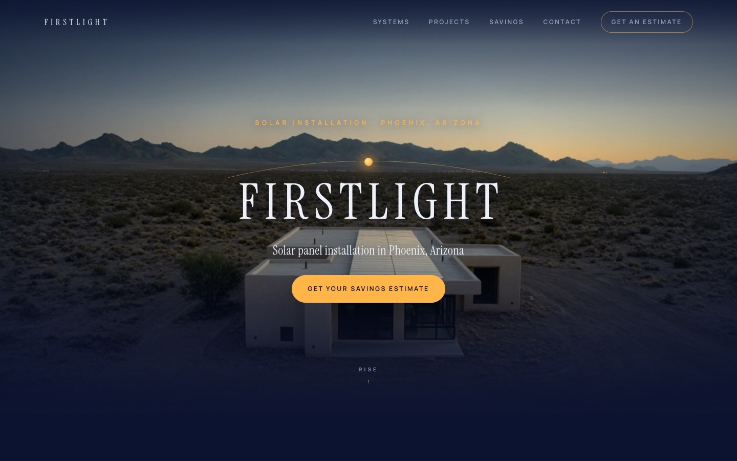 Firstlight Solar — a cinematic demo build for a residential solar installer in Phoenix