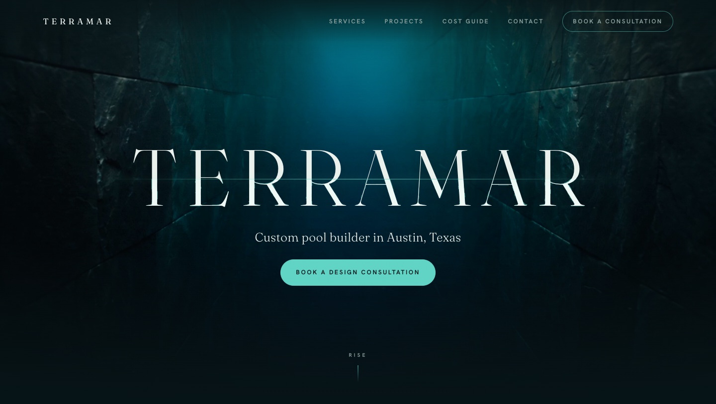 Terramar Pools — live custom pool builder site built by Atelier Sol